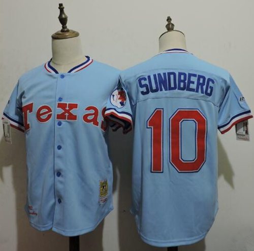 Mitchell And Ness Rangers #10 Jim Sundberg Light Blue Throwback Stitched MLB Jersey - Click Image to Close